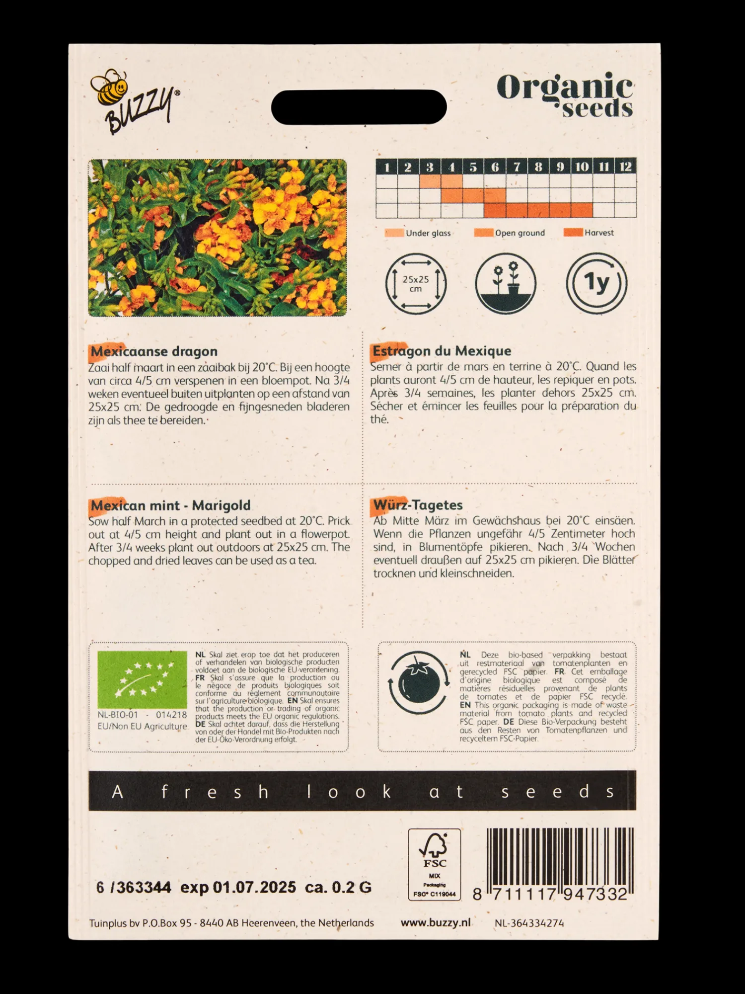 Søstrene Grene Have^Buzzy® økologiske Lakridstagetes-frø