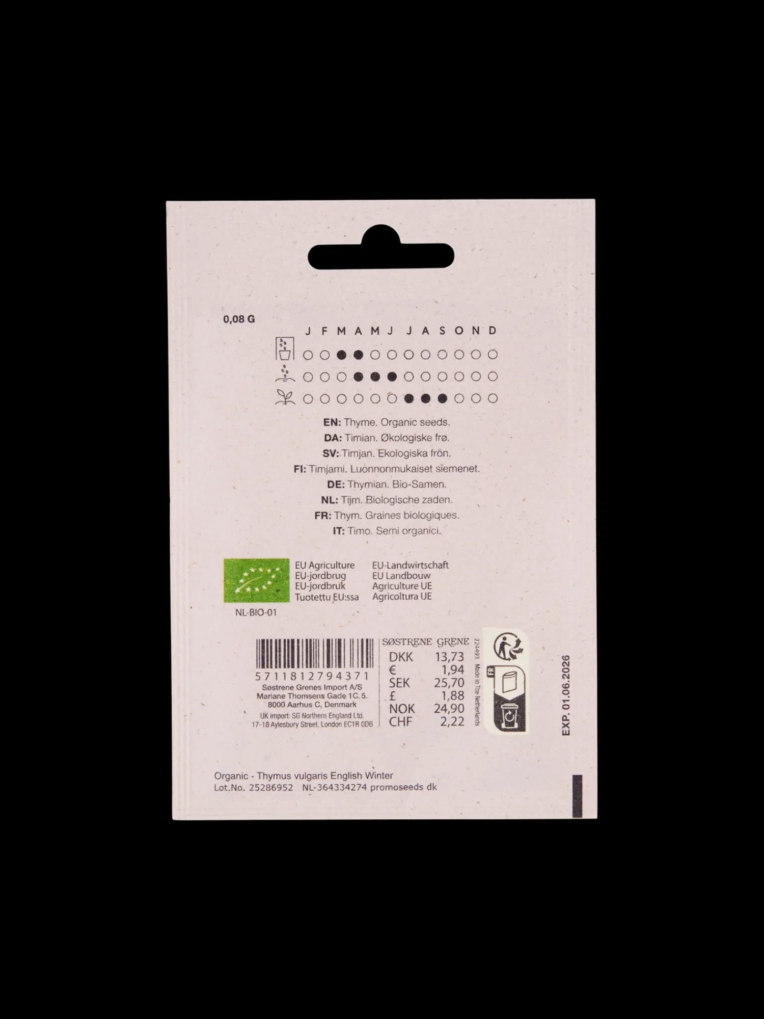 Søstrene Grene Have^Økologiske Timianfrø